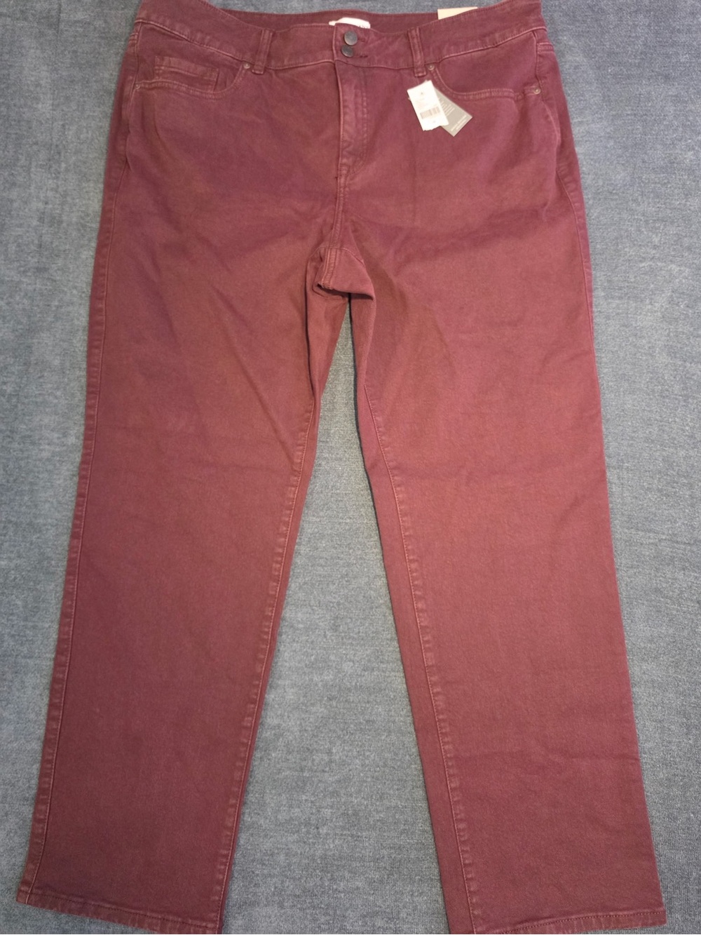Lane Bryant Tighter Tummy Straight Jeans Women's 18 Burgundy Stretch NWT
